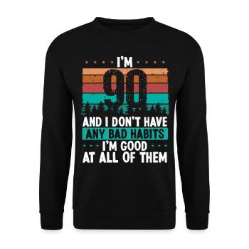 90 Year Old Birthday Funny Humor 90 Birthday - Unisex Sweatshirt - black - Front - Alina (178cm) & Michal (187cm)