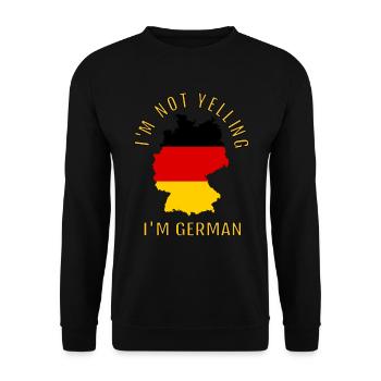 Ich schreie nicht Ich bin Deutsche - Unisex Pullover - Schwarz - Vorne - Alina (178cm) & Michal (187cm)