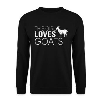 Mädchen Ziege Spruch - Unisex Pullover - Schwarz - Vorne - Alina (178cm) & Michal (187cm)