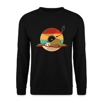 Musik Vinyl LP Sammlung Cute Sleeping Sloth - Unisex Pullover - Schwarz - Vorne - Alina (178cm) & Michal (187cm)