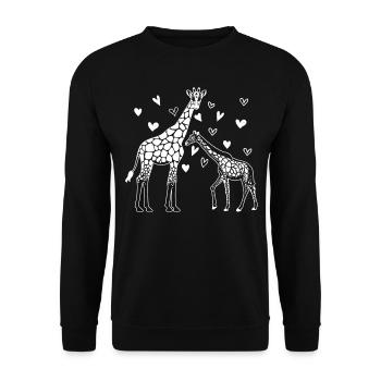 Giraffe Animal Lover Zoo Giraffe Heart - Unisex Sweatshirt - black - Front - Alina (178cm) & Michal (187cm)
