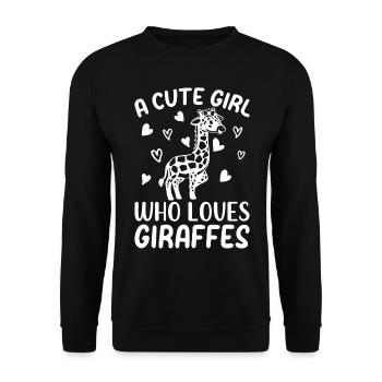 Girafe Une fille mignonne qui aime les girafes - Sweat-shirt Unisexe - noir - Devant - Alina (178cm) & Michal (187cm)