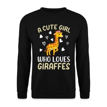 Zoo Animal Giraffe Une fille mignonne qui aime les girafes - Sweat-shirt Unisexe - noir - Devant - Alina (178cm) & Michal (187cm)