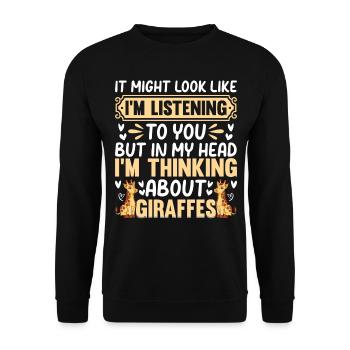 Je pense à Giraffes Zoo Giraffe - Sweat-shirt Unisexe - noir - Devant - Alina (178cm) & Michal (187cm)