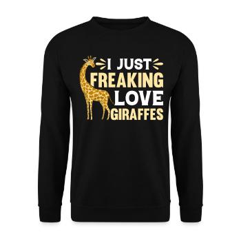 Zoo Girafe I Just Freaking Love Girafes - Sweat-shirt Unisexe - noir - Devant - Alina (178cm) & Michal (187cm)