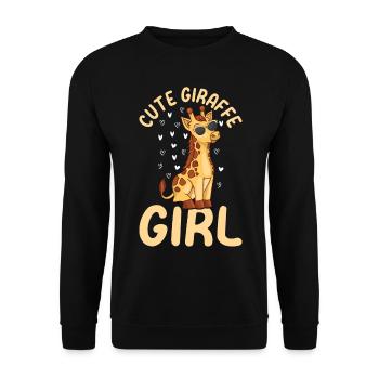 Giraffe Girls Giraffe Lover Cute Giraffe Girl - Unisex Pullover - Schwarz - Vorne - Alina (178cm) & Michal (187cm)