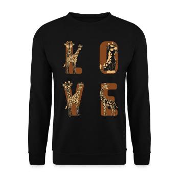 Giraffe Lover Zoo Giraffe LOVE Giraffes - Unisex Sweatshirt - black - Front - Alina (178cm) & Michal (187cm)