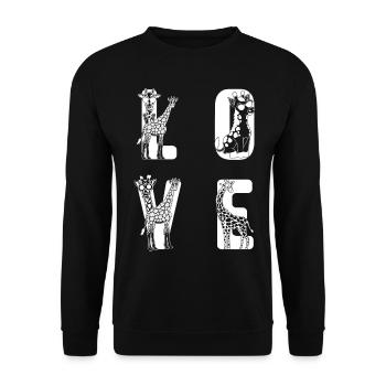 Girafe Lover Zoo Animal Girafe LOVE Girafes - Sweat-shirt Unisexe - noir - Devant - Alina (178cm) & Michal (187cm)