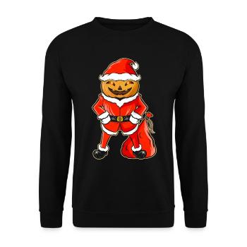 Pumpkin Man In Santa Costume Christmas Hallowxmas - Unisex Pullover - Schwarz - Vorne - Alina (178cm) & Michal (187cm)