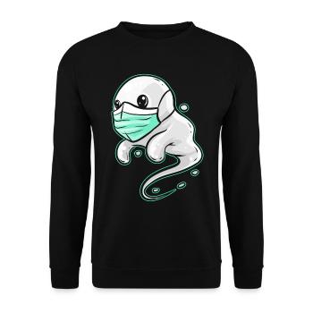 Spirit Ghost Wearing A Face Mask On Halloween - Unisex Sweatshirt - black - Front - Alina (178cm) & Michal (187cm)