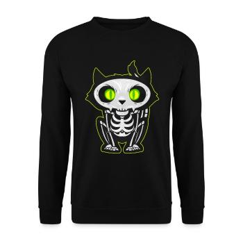 Squelette de chat effrayant avec des yeux brillants pour Halloween - Sweat-shirt Unisexe - noir - Devant - Alina (178cm) & Michal (187cm)