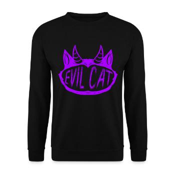 Evil Cat Logo With Horns For Halloween - Unisex Pullover - Schwarz - Vorne - Alina (178cm) & Michal (187cm)