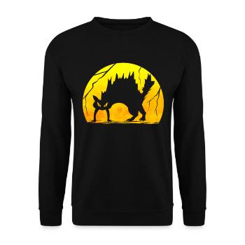 Scary Scared Black Cat Makes A Hump on Halloween - Unisex Pullover - Schwarz - Vorne - Alina (178cm) & Michal (187cm)