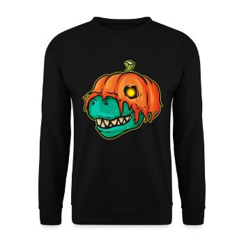 T-Rex Wearing A Pumpkin As Costume For Halloween - Unisex Sweatshirt - black - Front - Alina (178cm) & Michal (187cm)