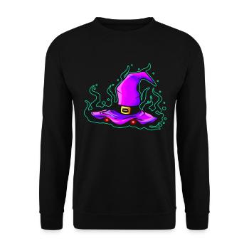 Chapeau de sorcière maléfique aux yeux brillants pour Halloween - Sweat-shirt Unisexe - noir - Devant - Alina (178cm) & Michal (187cm)