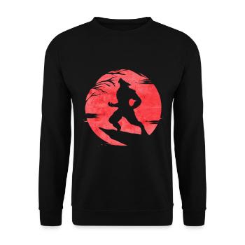 Werewolf Howling In Front Of The Moon On Halloween - Unisex Sweatshirt - black - Front - Alina (178cm) & Michal (187cm)