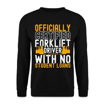Chariot élévateur Conducteur de chariot élévateur - Sweat-shirt Unisexe - noir - Devant - Alina (178cm) & Michal (187cm)