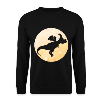 Un dragon magique avec un chapeau volant près de la lune - Sweat-shirt Unisexe - noir - Devant - Alina (178cm) & Michal (187cm)