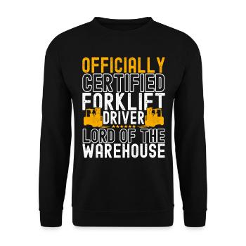 Chariot élévateur Conducteur de chariot élévateur - Sweat-shirt Unisexe - noir - Devant - Alina (178cm) & Michal (187cm)