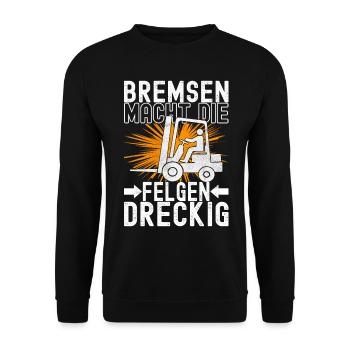 Gabelstapler Gabelstaplerfahrer - Unisex Pullover - Schwarz - Vorne - Alina (178cm) & Michal (187cm)