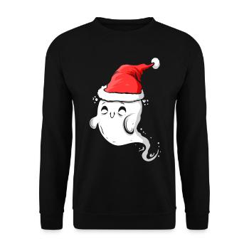 Cute Ghost Wearing Santa Hat Christmas Halloween - Unisex Sweatshirt - black - Front - Alina (178cm) & Michal (187cm)