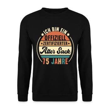 75. Geburtstag 75 Jahre - Unisex Pullover - Schwarz - Vorne - Alina (178cm) & Michal (187cm)