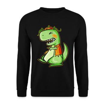 Tyrannosaurus Rex T-Rex With Vest And Pumpkin For - Unisex Sweatshirt - black - Front - Alina (178cm) & Michal (187cm)