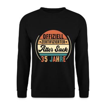 35. Geburtstag 35 Jahre - Unisex Pullover - Schwarz - Vorne - Alina (178cm) & Michal (187cm)