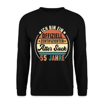 55. Geburtstag 55 Jahre - Unisex Pullover - Schwarz - Vorne - Alina (178cm) & Michal (187cm)