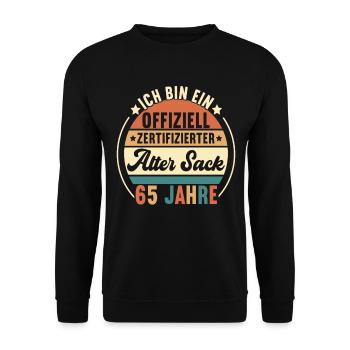 65. Geburtstag 65 Jahre - Unisex Pullover - Schwarz - Vorne - Alina (178cm) & Michal (187cm)