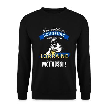 Cadeau Homme Soudeur Lorrain Anniversaire Noel - Sweat-shirt Unisexe - noir - Devant - Alina (178cm) & Michal (187cm)