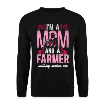 Farming Farmer Mom Mother Tractor - Unisex Pullover - Schwarz - Vorne - Alina (178cm) & Michal (187cm)