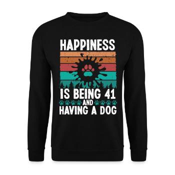 41 Year Old Happiness Dog Dad 41 Birthday Dog Mom - Unisex Pullover - Schwarz - Vorne - Alina (178cm) & Michal (187cm)