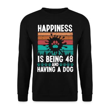 48 Year Old Happiness Dog Dad 48 Birthday Dog Mom - Unisex Pullover - Schwarz - Vorne - Alina (178cm) & Michal (187cm)