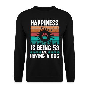 53 Year Old Happiness Dog Dad 53 Birthday Dog Mom - Unisex Sweatshirt - black - Front - Alina (178cm) & Michal (187cm)
