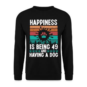 49 Year Old Happiness Dog Dad 49 Birthday Dog Mom - Unisex Pullover - Schwarz - Vorne - Alina (178cm) & Michal (187cm)