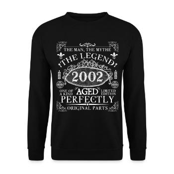 2002| Vintage Perfectly seit 2002 Geburtstag - Unisex Pullover - Schwarz - Vorne - Alina (178cm) & Michal (187cm)