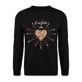 Konfetti im Herz Karneval Fasching Jeck Kölnerin - Unisex Pullover - Schwarz - Vorne - Alina (178cm) & Michal (187cm)