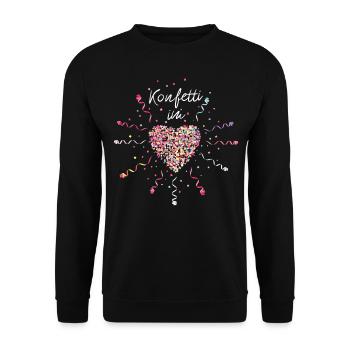 Konfetti im Herz Karneval Fasching Kostümersatz - Unisex Pullover - Schwarz - Vorne - Alina (178cm) & Michal (187cm)