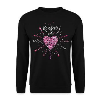 Konfetti im Herz Karneval Fasching Kostümersatz - Unisex Pullover - Schwarz - Vorne - Alina (178cm) & Michal (187cm)