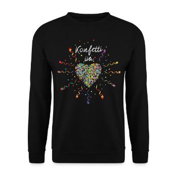 Konfetti im Herz Karneval Fasching 5. Jahreszeit - Unisex Pullover - Schwarz - Vorne - Alina (178cm) & Michal (187cm)