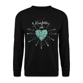Konfetti im Herz Karneval Fasching Kostümersatz - Unisex Pullover - Schwarz - Vorne - Alina (178cm) & Michal (187cm)