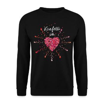 Konfetti im Herz Karneval Fasching Jeck - Unisex Pullover - Schwarz - Vorne - Alina (178cm) & Michal (187cm)