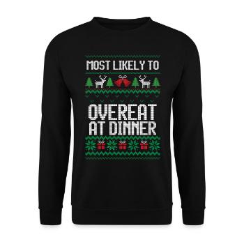Le plus susceptible de trop manger au dîner noël laid - Sweat-shirt Unisexe - noir - Devant - Alina (178cm) & Michal (187cm)