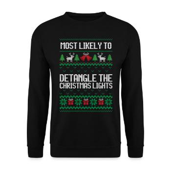 Lumières de Noël chemise de Noël laide - Sweat-shirt Unisexe - noir - Devant - Alina (178cm) & Michal (187cm)