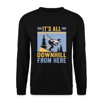 Skifahrer It's all downhill from here Ski - Unisex Pullover - Schwarz - Vorne - Alina (178cm) & Michal (187cm)