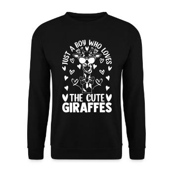 Juste un garçon qui aime les girafes mignonnes - Girafe - Sweat-shirt Unisexe - noir - Devant - Alina (178cm) & Michal (187cm)