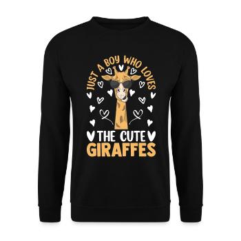 Girafe - Juste un garçon qui aime les girafes mignonnes - Sweat-shirt Unisexe - noir - Devant - Alina (178cm) & Michal (187cm)