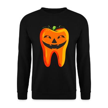 Dentists Tooth Pumpkin Halloween - Unisex Pullover - Schwarz - Vorne - Alina (178cm) & Michal (187cm)