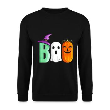 The Three Boo Witch Ghost Pumpkin Costume - Unisex Pullover - Schwarz - Vorne - Alina (178cm) & Michal (187cm)